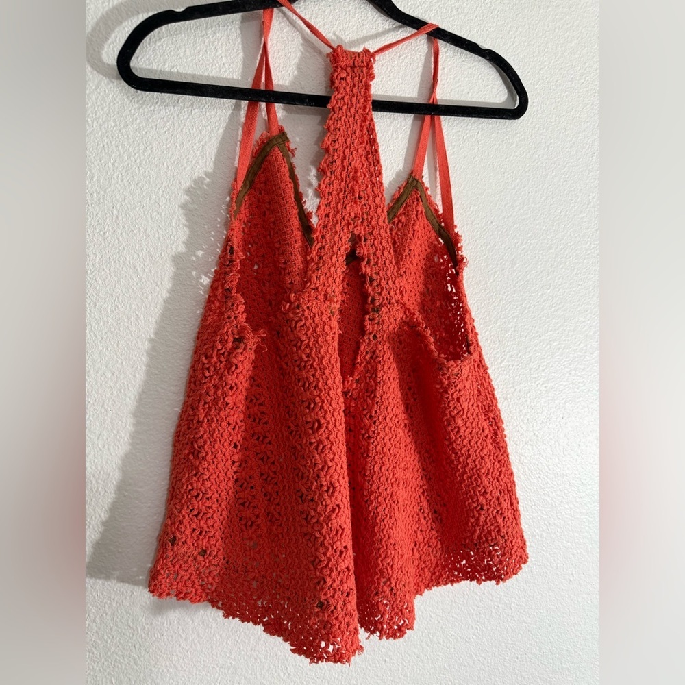 Free People Vibrant Orange Crochet Tank Top - Picture 5 of 6